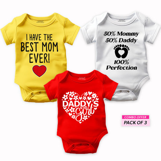 Mom and Dad Combo Pack of 3 For Baby Girl | Set D