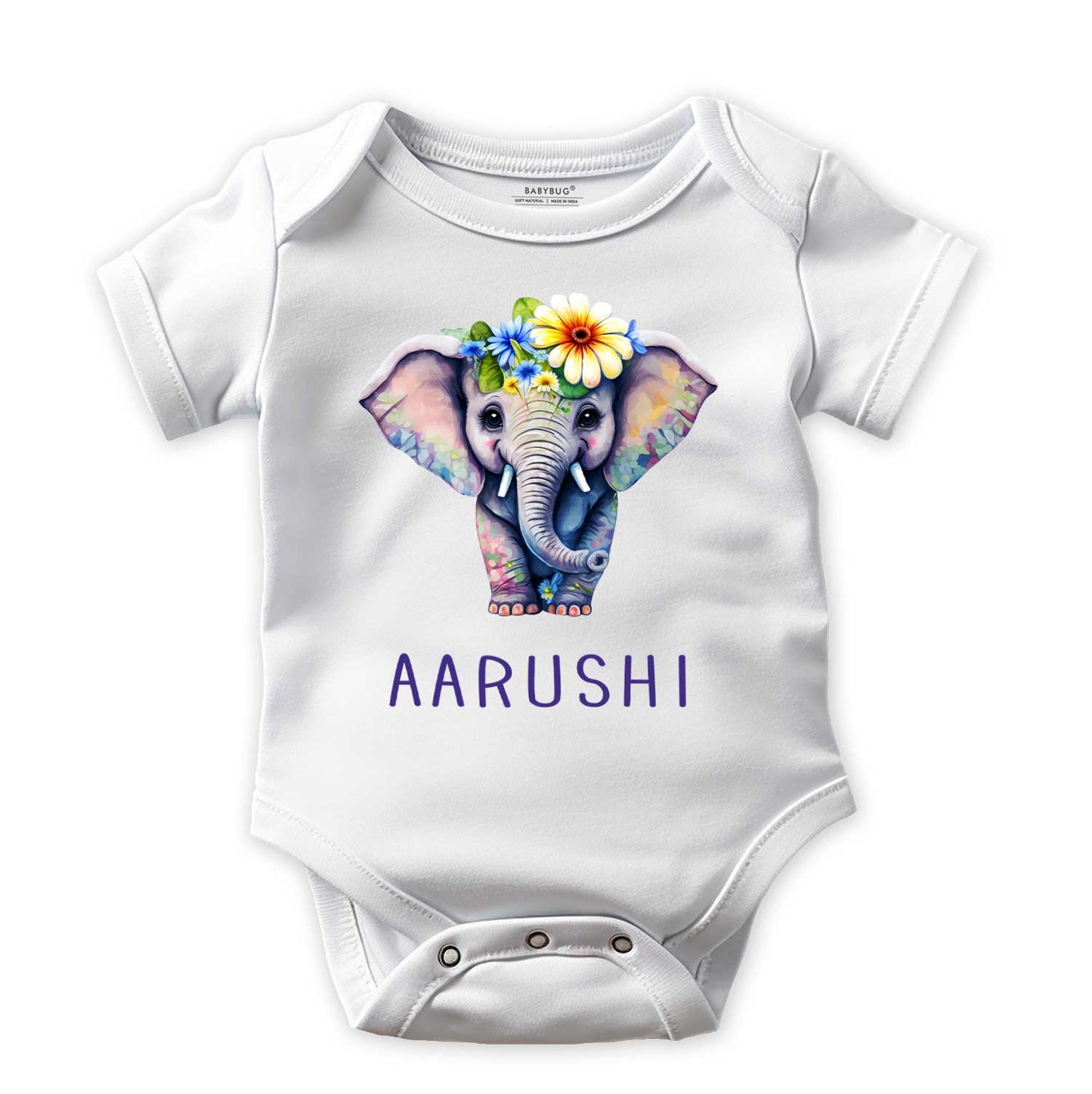 Baby Elephant Name Romper -  Customizable