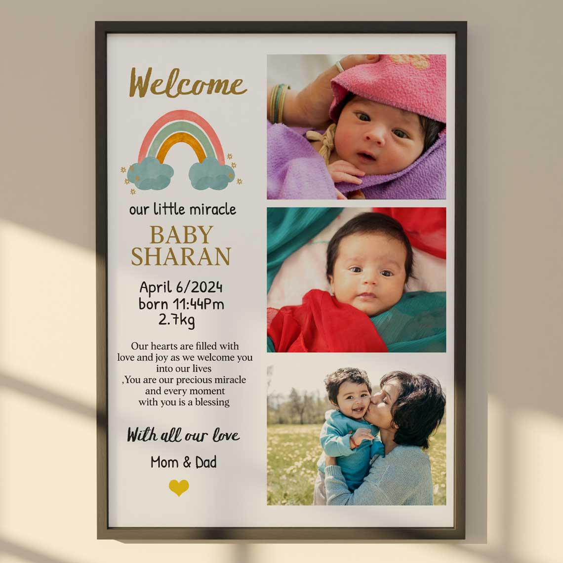 Babybug™ Baby Birth Frame with Three Images