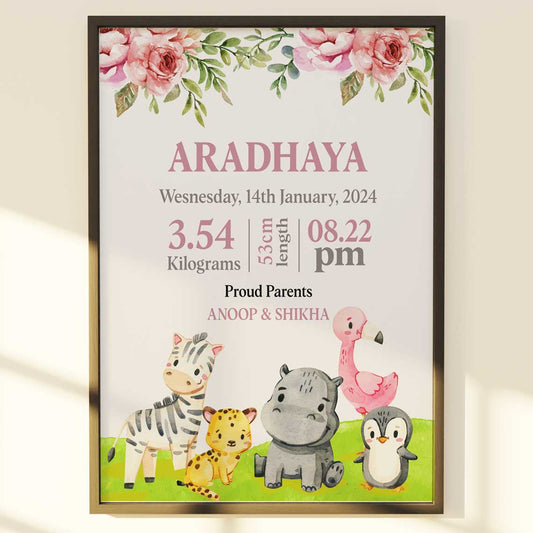 Babybug™ Baby Birth Frame with Cute Animals