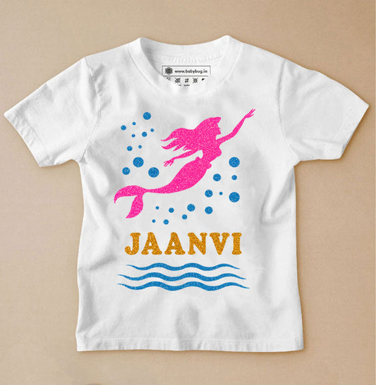 Cute Mermaid Kids T-Shirt - Customized With Name