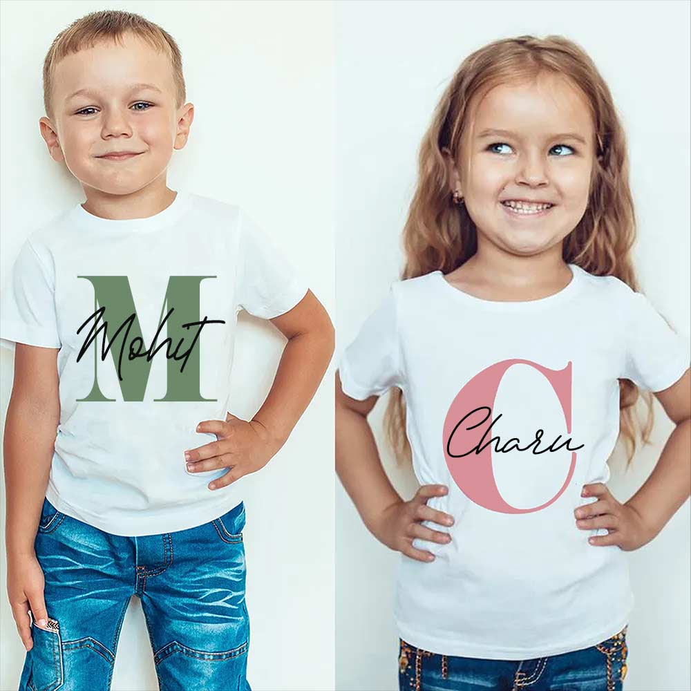 Kids Personalized Name Initial T-shirt